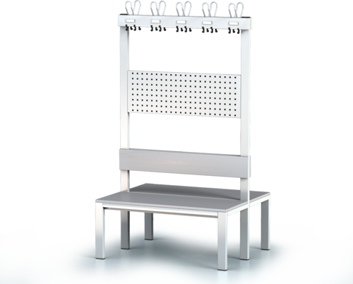 Oboustranná lavice s opěradlem a věšáky, lamino deska - základní provedení 1800 x 1000 x 830